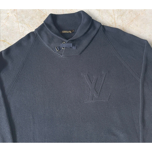 Louis Vuitton Shawl Collar Sweater Pullover Men’s Large Luxury Designer LV, Blue - Picture 12 of 16